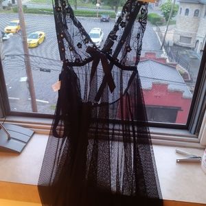 XL Black see through teddy with a bit of color on the top